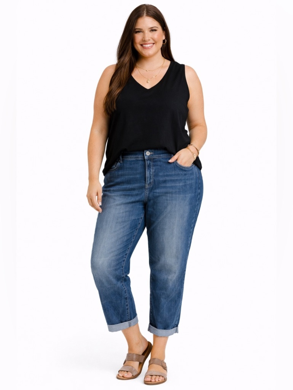 INC Boyfriend Jeans 24W Plus Size Dark Wash Casual Chic Momcore Denim NWT